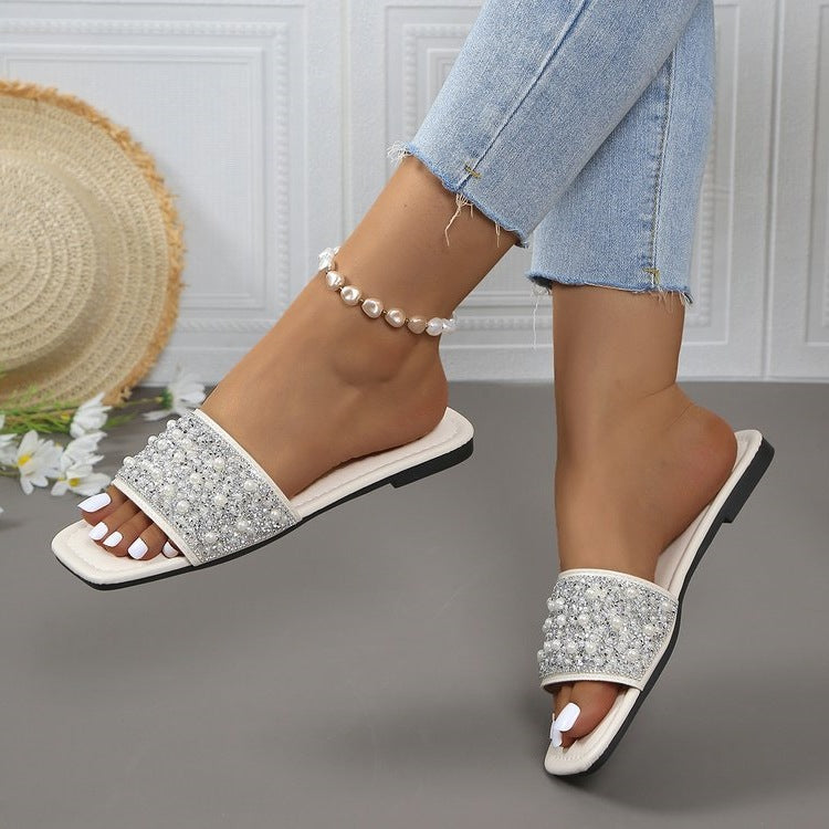 Damen Glitzernde Slipper mit funkelnden Strass-Applikationen EB