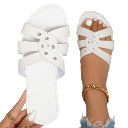 Damen modische Riemchensandalen mit glamourösen Schmuckdetails EB