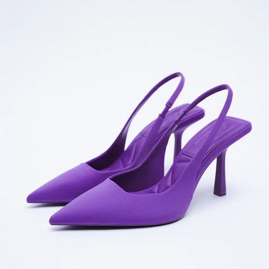Damen elegante Slingback-Pumps mit spitzem Zehenbereich und hohem Absatz EB
