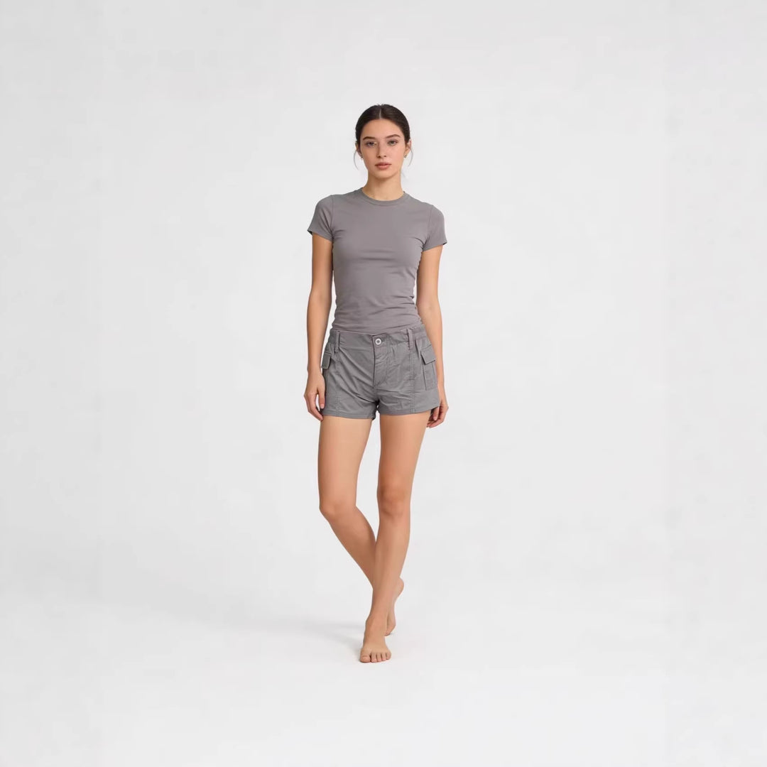 Damen Cargo-Shorts mit funktionalen Seitentaschen und elastischem Bund EB