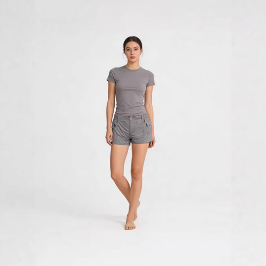 Damen Cargo-Shorts mit funktionalen Seitentaschen und elastischem Bund EB