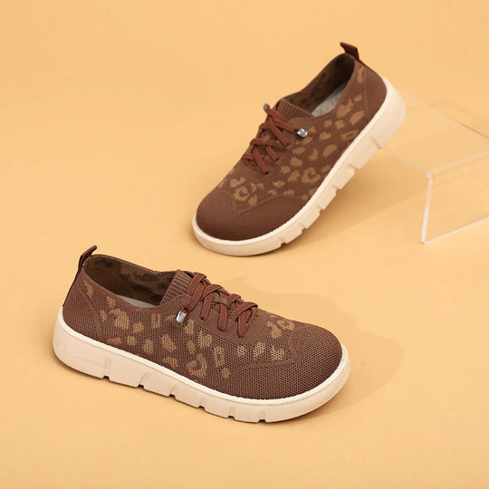 Damen Atmungsaktive Sneaker mit modischem Leopardenmuster EB