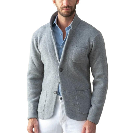 Herren modern geschnittener Strickmantel mit komfortablem Kragen und praktischen Taschen EB