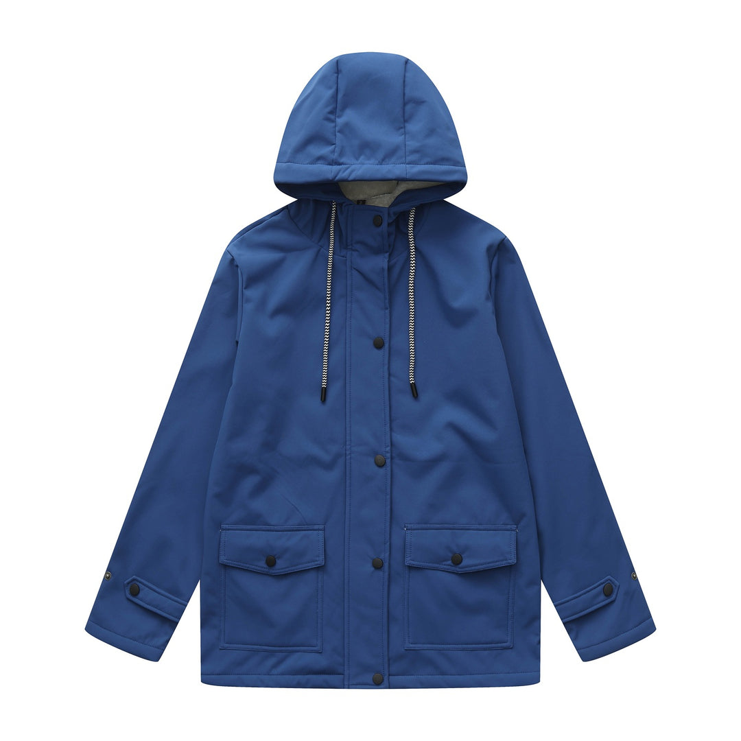 Damen wasserabweisende Outdoorjacke mit verstellbarem Kapuzenkragen EB