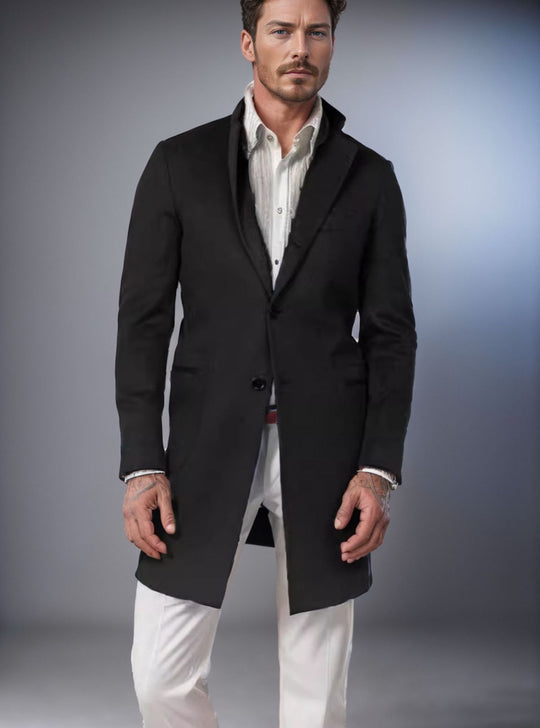 Herren eleganter Langmantel aus weichem Stoff EB