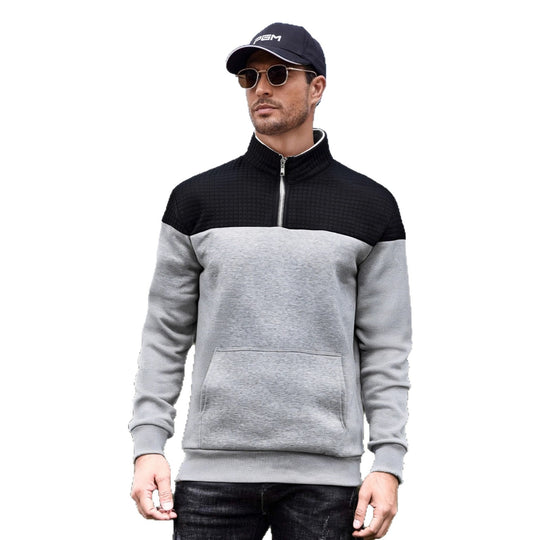 Herren funktionale Sweatjacke mit hochschließendem Kragen und praktischer Kängurutasche EB