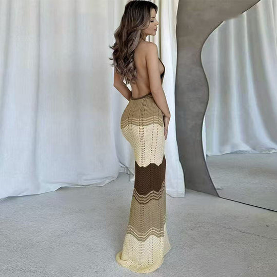 Damen figurbetontes Häkelkleid mit modernem Muster EB