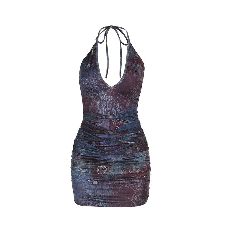 Damen Wickelkleid mit tiefem V-Ausschnitt und elastischem Tailleneinsatz EB