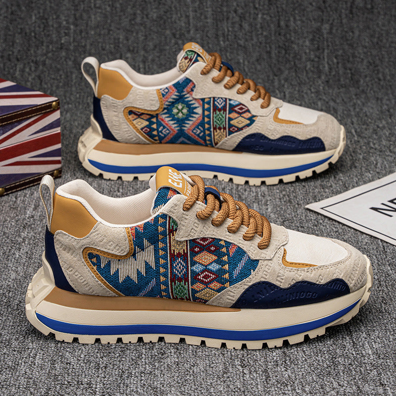 Damen Sportliche Sneaker mit buntem Ethno-Muster und flexibler Sohle EB