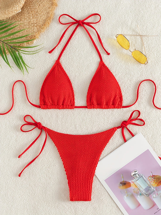 Damen Triangel-Bikini-Set mit verstellbaren Bindebändern EB