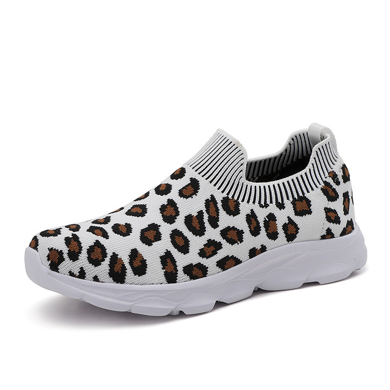 Damen Modische Slip-On Sneakers mit elastischem Bund und animalischem Muster EB