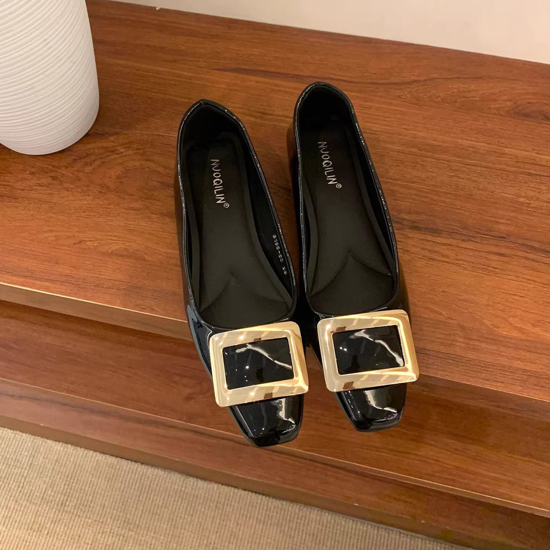 Damen elegante Ballerinas mit modischem Schnallenverschluss EB