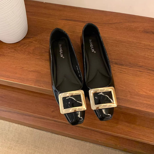 Damen elegante Ballerinas mit modischem Schnallenverschluss EB