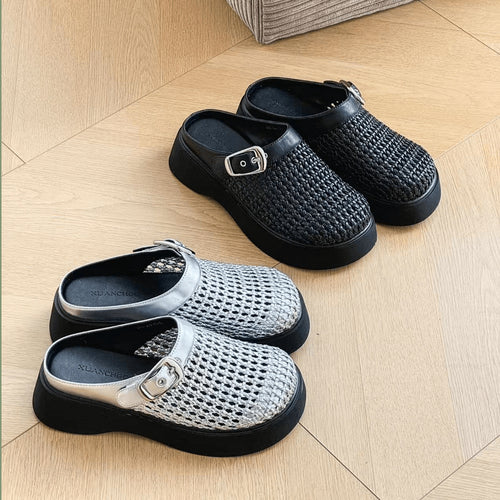 Damen Clogs mit stilvollem Wabenmuster und komfortablem Plateau EB