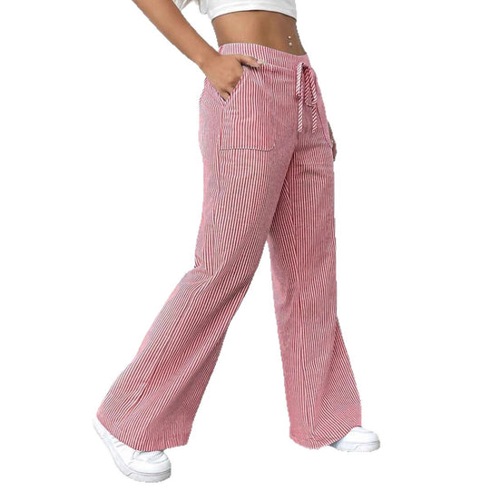 Damen nan weite Baumwoll-Loungehose mit Tunnelzug und Seitentaschen EB