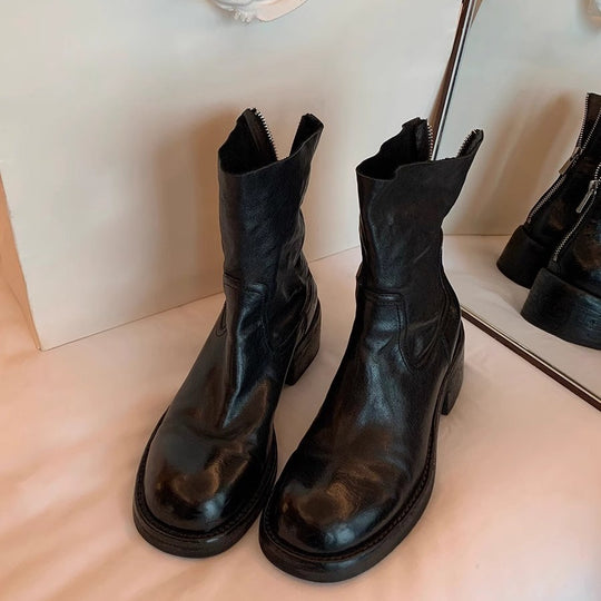 Damen modische Ankle Boots mit einzigartigem Reißverschluss und elegantem Schnitt EB
