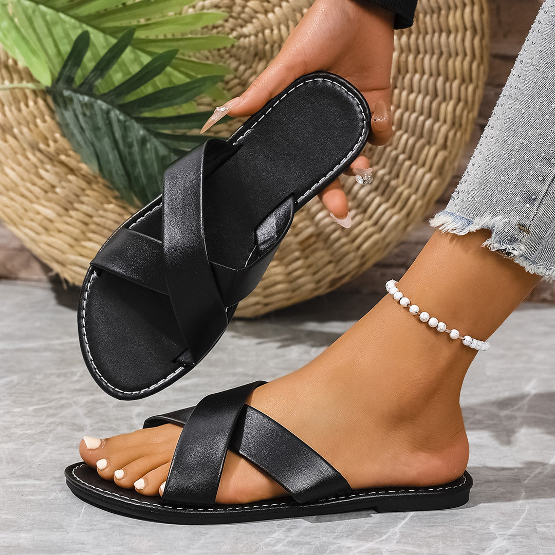 Damen Riemchen-Sandalen mit geschmackvollem Kreuzriemen-Design EB