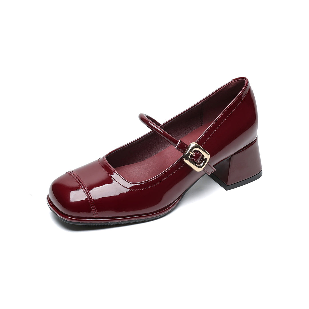 Damen elegante Mary-Jane Schuhe mit komfortablem Blockabsatz EB