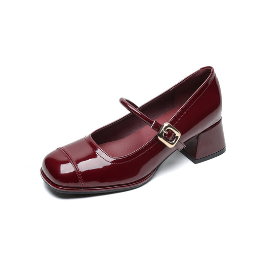 Damen elegante Mary-Jane Schuhe mit komfortablem Blockabsatz EB