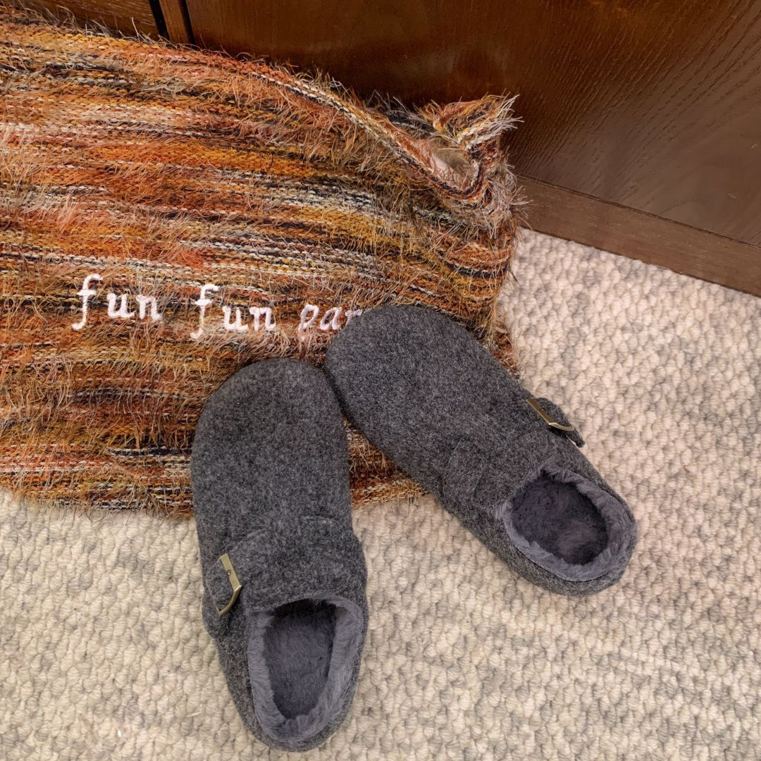 Damen Hausschuh aus hochwertigem Filz mit decorative Schnalle EB