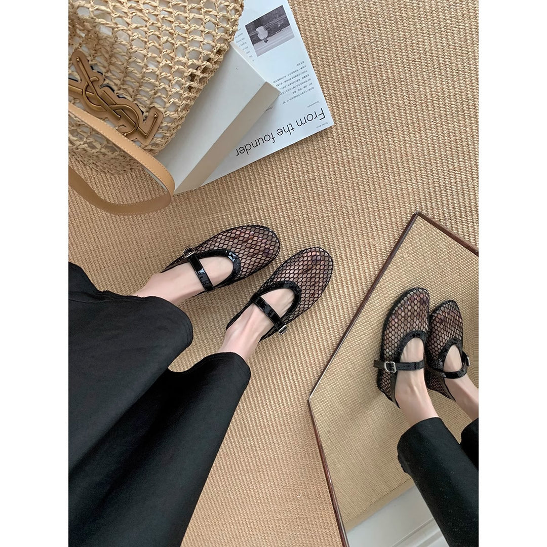 Damen Slingback-Ballerinas aus atmungsaktivem Netzmaterial mit eleganten Riemen EB