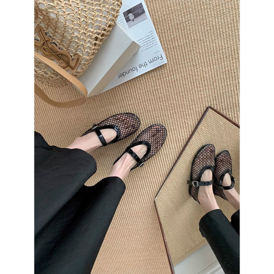 Damen Slingback-Ballerinas aus atmungsaktivem Netzmaterial mit eleganten Riemen EB