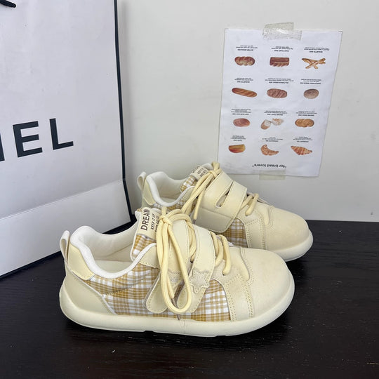 Damen Sportliche Sneaker mit verstellbarem Klettverschluss und kariertem Obermaterial EB