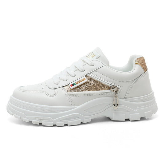 Damen sportliche Sneaker mit modischem Reißverschluss und stoßdämpfender Sohle EB