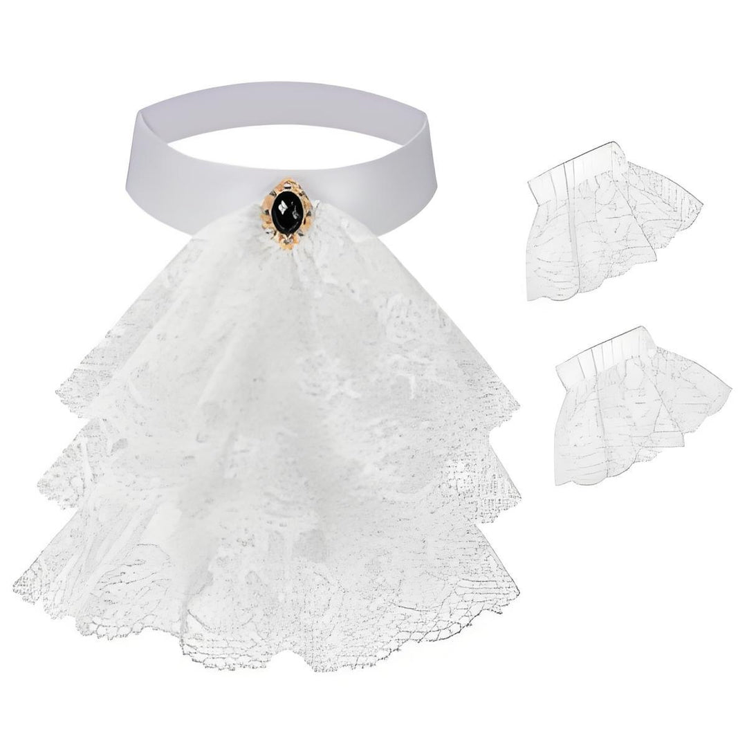 Damen nan viktorianischer Rüschen-Halskragen Choker mit dekorativer Brosche Eb