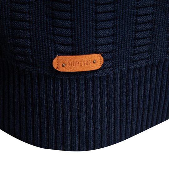 Herren Pullover mit strukturiertem Design und halbem Reißverschluss EB