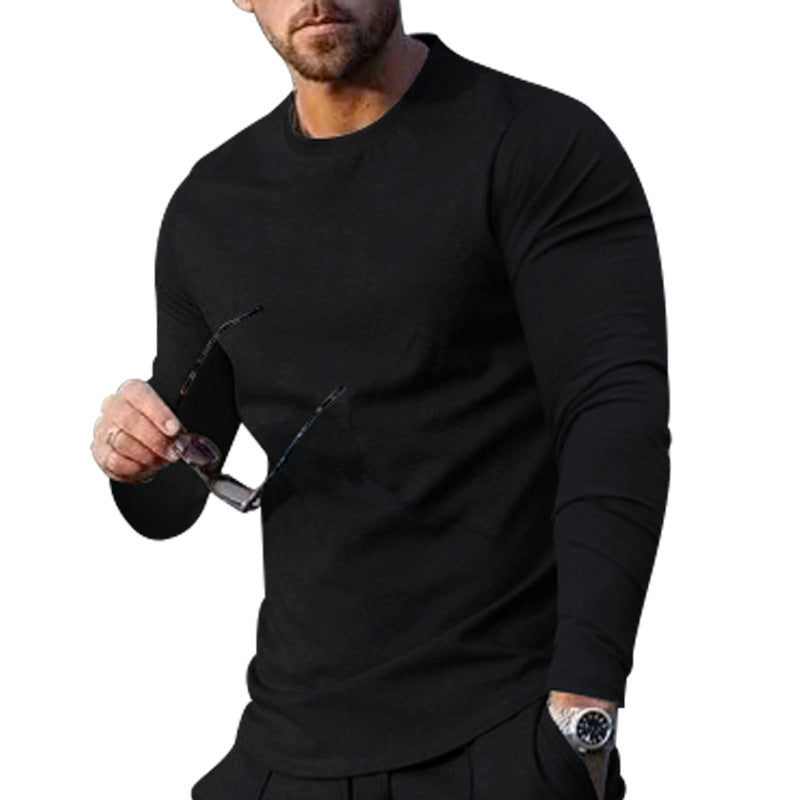 Herren hochwertiges Langarmshirt mit stylishem Rundhalsund und weicher Baumwollmischung EB