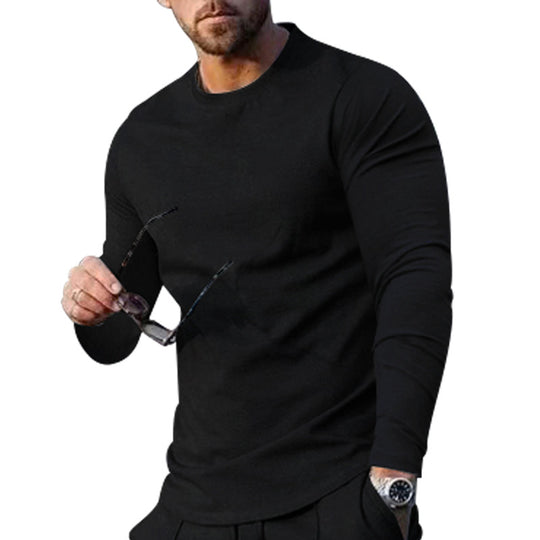 Herren hochwertiges Langarmshirt mit stylishem Rundhalsund und weicher Baumwollmischung EB