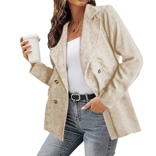 Damen Modernes Cordblazer mit lässigem Schnitt und praktischen Taschen EB