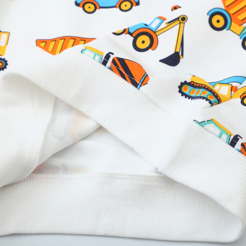 Jungen Sweatshirt mit buntem Baustellenfahrzeug-Design EB