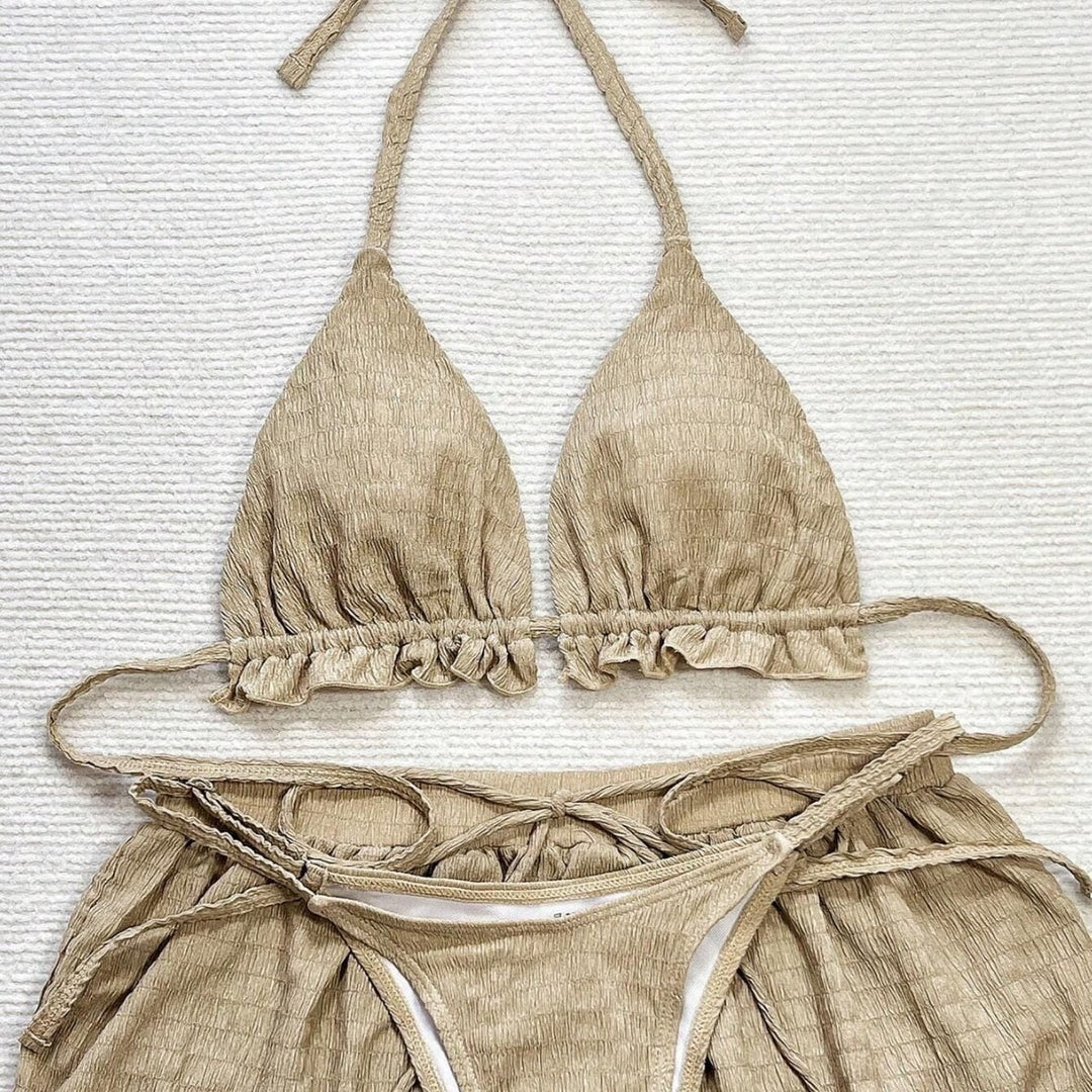 Damen Triangel-Bikini-Set mit lässigen Shorts EB