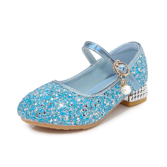 Mädchen Glitzernde Mary Jane Ballerinas mit dekorativer Schleifen- und Perlenverzierung EB