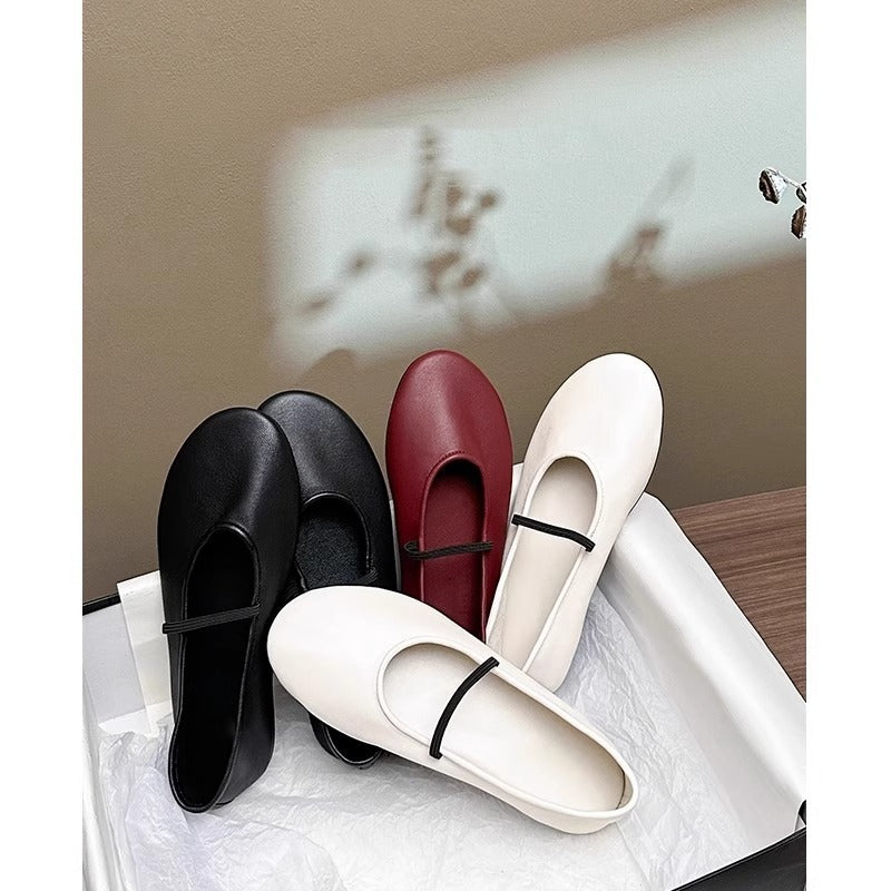 Damen feine Ballerinas mit elastischem Fesselband EB