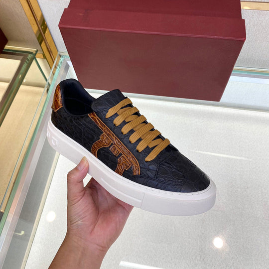 Damen Elegante Sneakers mit raffiniertem Krokodil-Design und modischen Akzenten EB