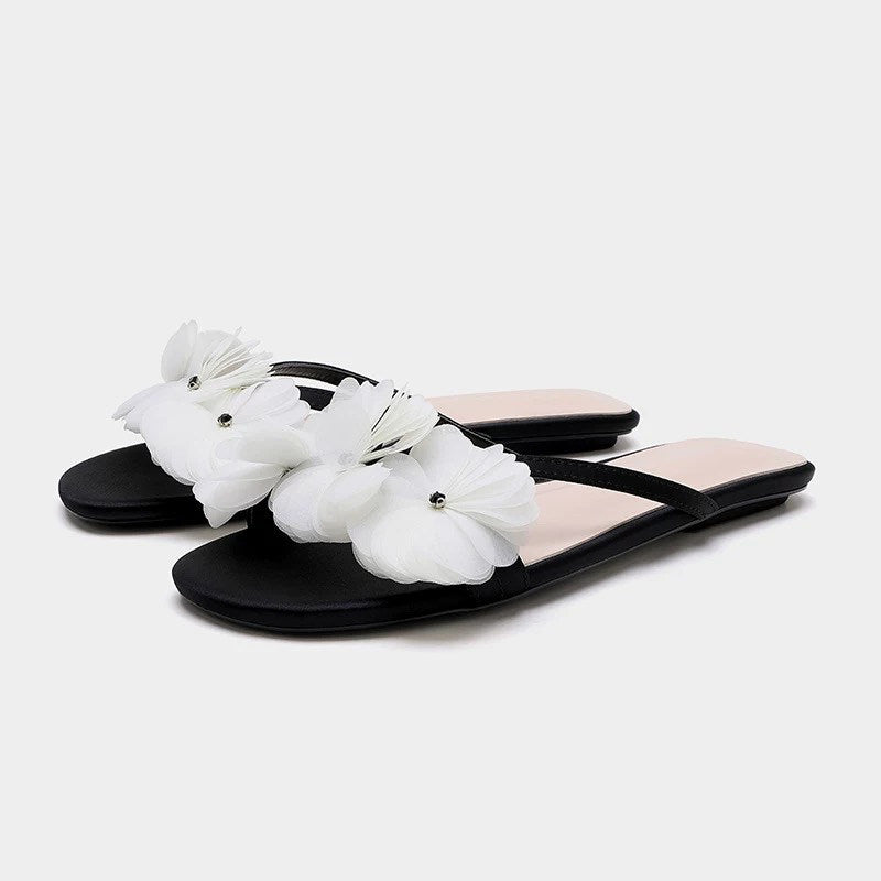 Damen Zehentrenner-Sandalen mit floralen Akzenten und ergonomischem Fußbett EB