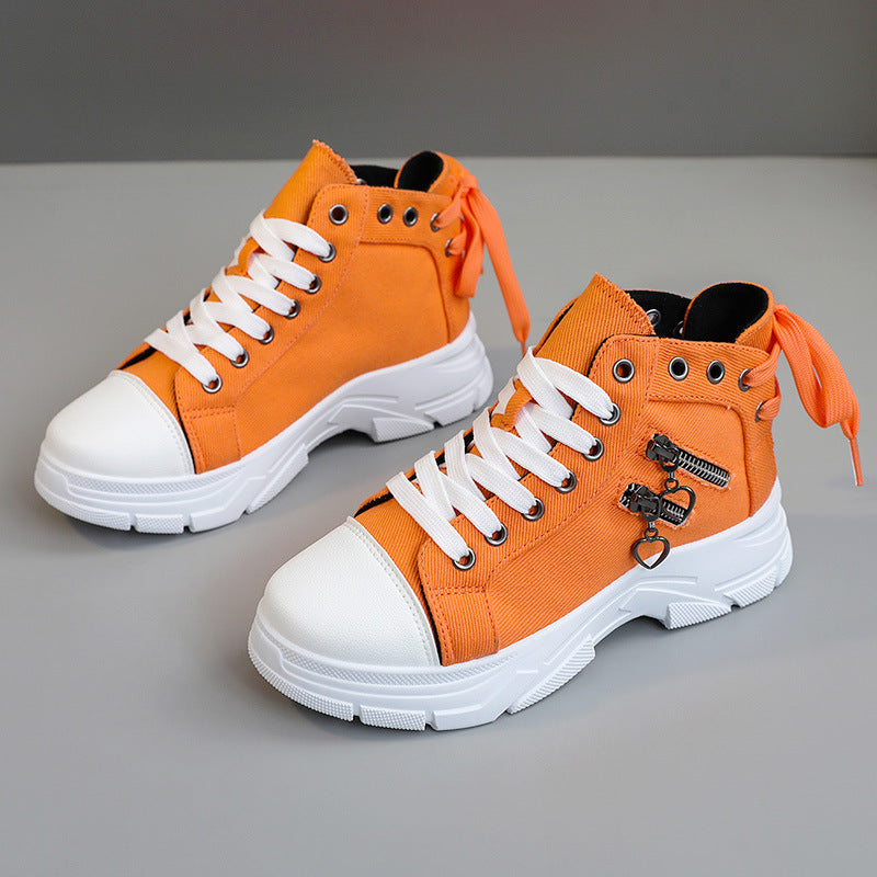 Damen modische High-Top Sneakers mit Reißverschluss und robustem Profil EB