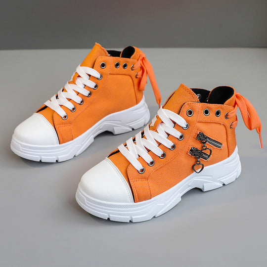 Damen modische High-Top Sneakers mit Reißverschluss und robustem Profil EB