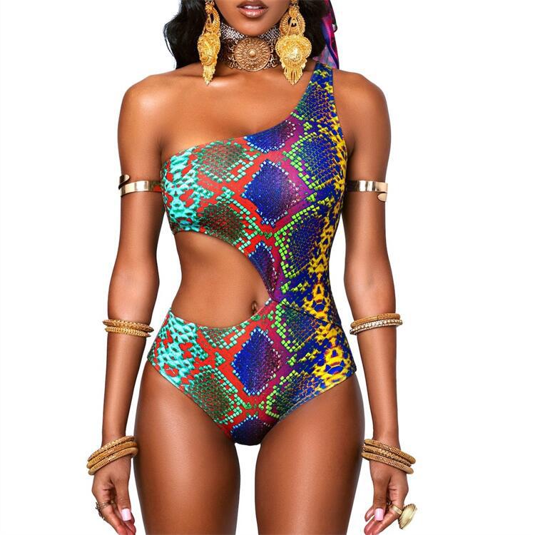 Damen asymmetrischer Cut-Out Badeanzug EB