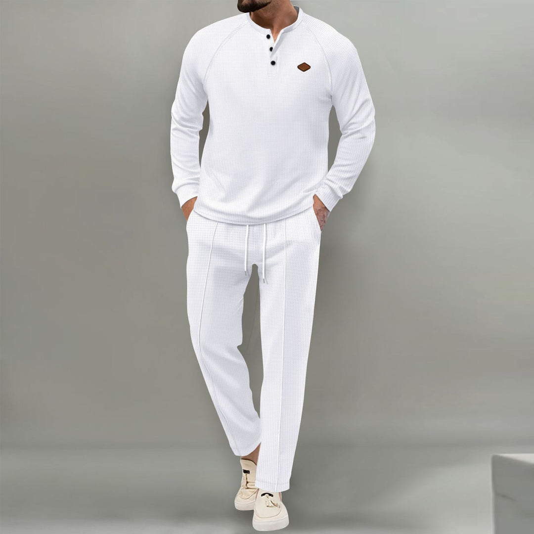 Herren hochwertiger Freizeitanzug mit Knopfleiste und eleganten Taschen EB