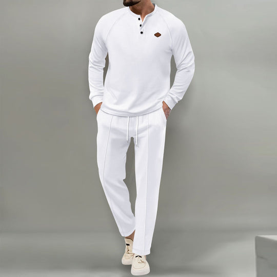 Herren hochwertiger Freizeitanzug mit Knopfleiste und eleganten Taschen EB