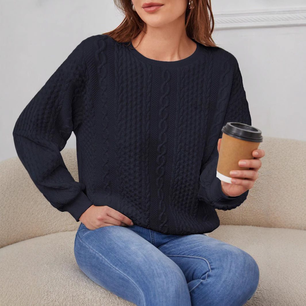 Damen Pullover mit strukturiertem Strickmuster und lässigem Schnitt EB