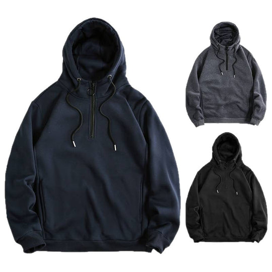 Damen Modischer Kapuzenpullover mit halbem Reißverschluss und weichem Innenfutter EB