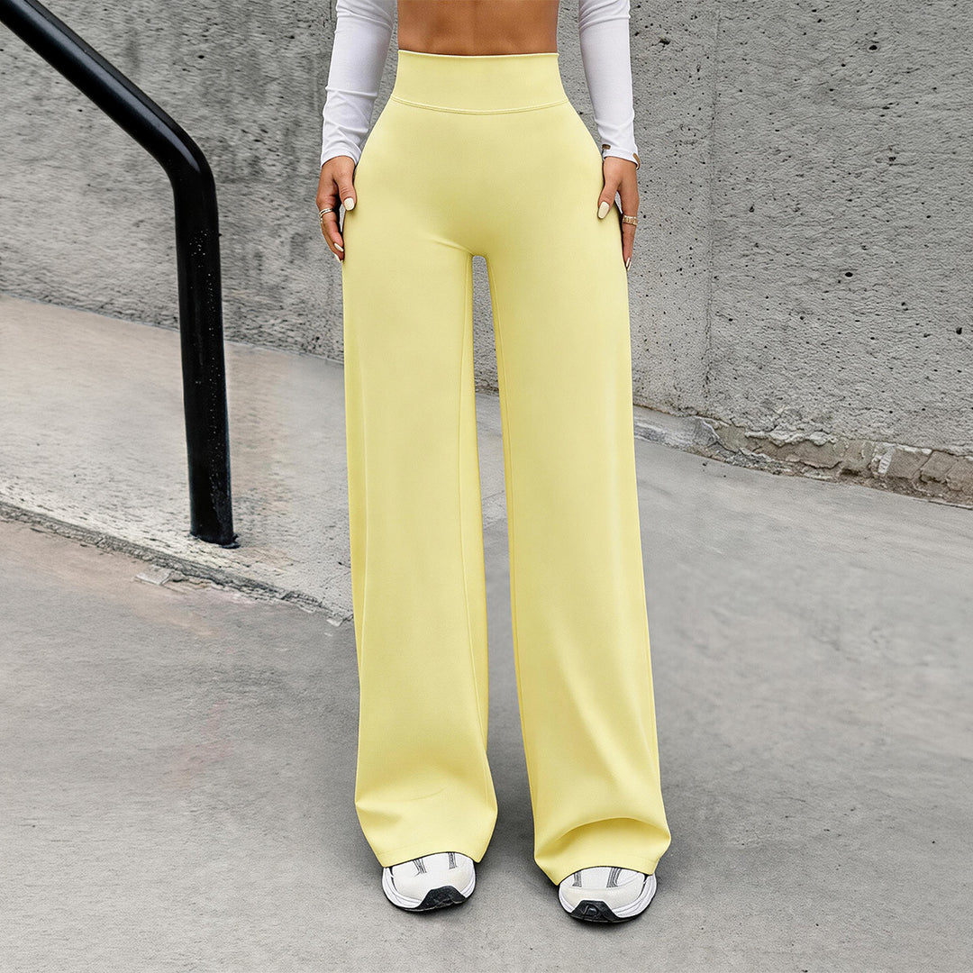 Damen nan hochgeschnittene formende Loungehose mit weitem Schlag und nahtlosem Komfortbund EB