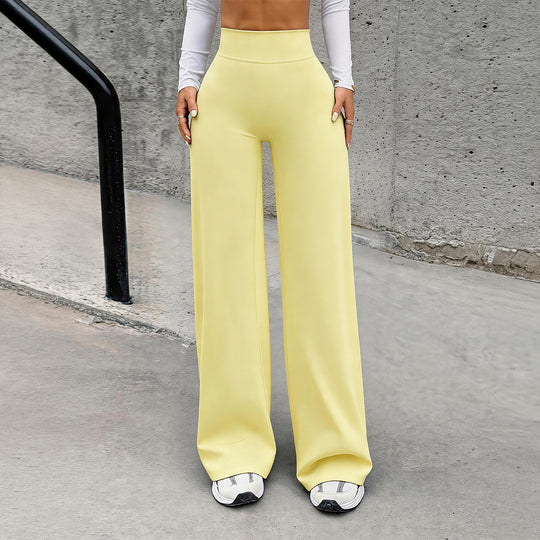 Damen nan hochgeschnittene formende Loungehose mit weitem Schlag und nahtlosem Komfortbund EB