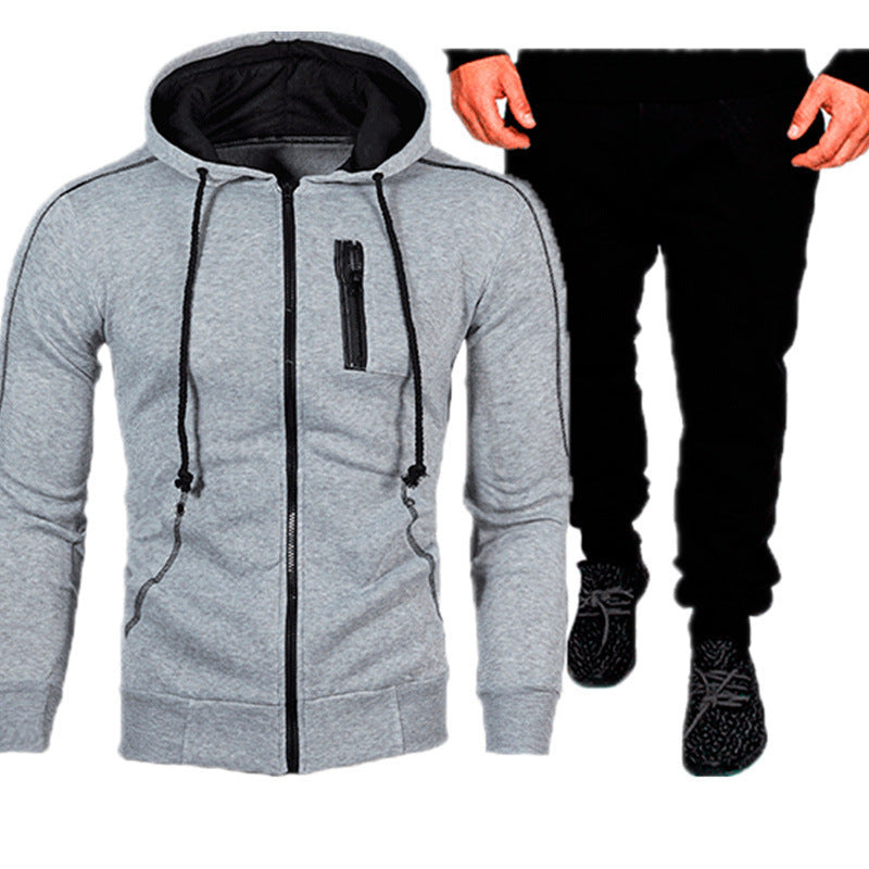 Herren sportliches Kapuzenjacken- und Jogginghosen-Set EB