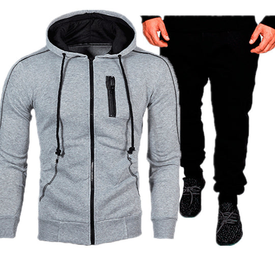 Herren sportliches Kapuzenjacken- und Jogginghosen-Set EB